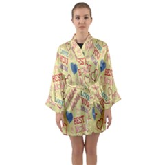 Love Mom Happy Mothers Day I Love Mom Graphic Pattern Long Sleeve Satin Kimono by Vaneshop