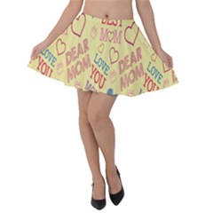 Love Mom Happy Mothers Day I Love Mom Graphic Pattern Velvet Skater Skirt