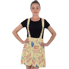 Love Mom Happy Mothers Day I Love Mom Graphic Pattern Velvet Suspender Skater Skirt by Vaneshop