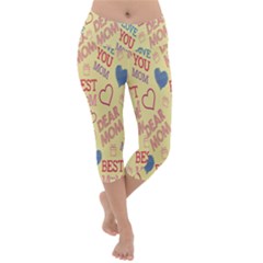 Love Mom Happy Mothers Day I Love Mom Graphic Pattern Lightweight Velour Capri Yoga Leggings by Vaneshop