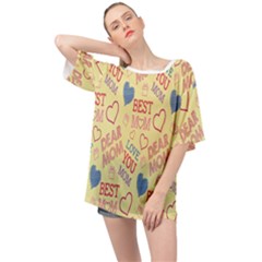 Love Mom Happy Mothers Day I Love Mom Graphic Pattern Oversized Chiffon Top by Vaneshop