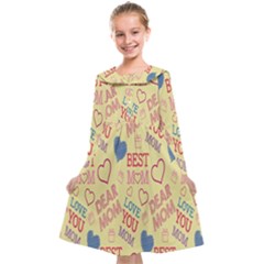 Love Mom Happy Mothers Day I Love Mom Graphic Pattern Kids  Midi Sailor Dress by Vaneshop