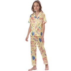 Love Mom Happy Mothers Day I Love Mom Graphic Pattern Kids  Satin Short Sleeve Pajamas Set by Vaneshop