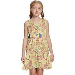 Love Mom Happy Mothers Day I Love Mom Graphic Pattern Kids  Sleeveless Tiered Mini Dress by Vaneshop