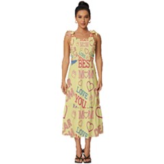 Love Mom Happy Mothers Day I Love Mom Graphic Pattern Tie-strap Tiered Midi Chiffon Dress by Vaneshop