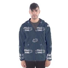 Space Dino Art Pattern Design Wallpaper Background Men s Hooded Windbreaker