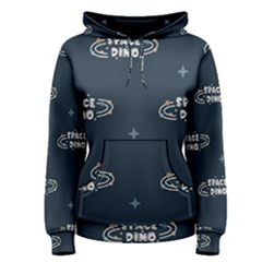 Space Dino Art Pattern Design Wallpaper Background Women s Pullover Hoodie