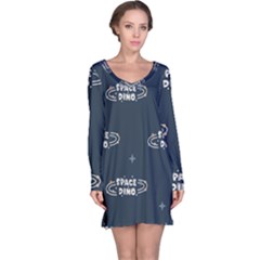 Space Dino Art Pattern Design Wallpaper Background Long Sleeve Nightdress by Vaneshop