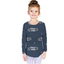 Space Dino Art Pattern Design Wallpaper Background Kids  Long Sleeve T-Shirt View1