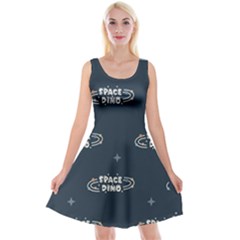 Space Dino Art Pattern Design Wallpaper Background Reversible Velvet Sleeveless Dress