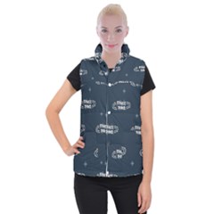 Space Dino Art Pattern Design Wallpaper Background Women s Button Up Vest