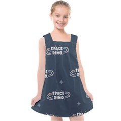 Space Dino Art Pattern Design Wallpaper Background Kids  Cross Back Dress by Vaneshop