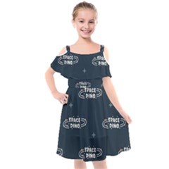 Space Dino Art Pattern Design Wallpaper Background Kids  Cut Out Shoulders Chiffon Dress by Vaneshop