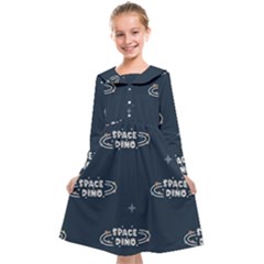 Space Dino Art Pattern Design Wallpaper Background Kids  Midi Sailor Dress by Vaneshop