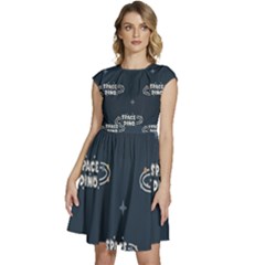 Space Dino Art Pattern Design Wallpaper Background Cap Sleeve High Waist Dress by Vaneshop