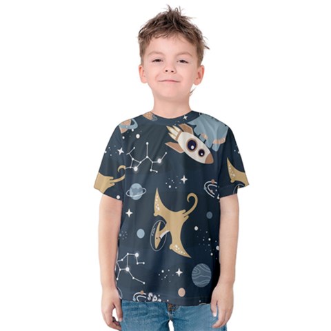 Space Theme Art Pattern Design Wallpaper Kids  Cotton T-shirt by Vaneshop