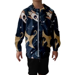 Space Theme Art Pattern Design Wallpaper Kids  Hooded Windbreaker