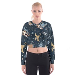 Space Theme Art Pattern Design Wallpaper Cropped Sweatshirt