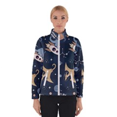 Space Theme Art Pattern Design Wallpaper Women s Bomber Jacket