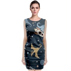 Space Theme Art Pattern Design Wallpaper Sleeveless Velvet Midi Dress