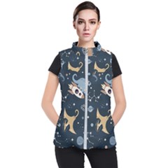 Space Theme Art Pattern Design Wallpaper Women s Puffer Vest