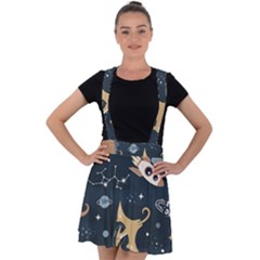 Space Theme Art Pattern Design Wallpaper Velvet Suspender Skater Skirt by Vaneshop