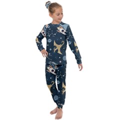 Space Theme Art Pattern Design Wallpaper Kids  Long Sleeve Set 