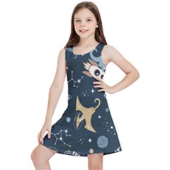 Space Theme Art Pattern Design Wallpaper Kids  Lightweight Sleeveless Dress by Vaneshop