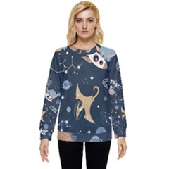 Space Theme Art Pattern Design Wallpaper Hidden Pocket Sweatshirt