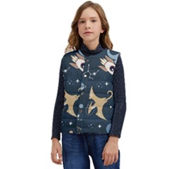 Space Theme Art Pattern Design Wallpaper Kid s Button Up Puffer Vest	