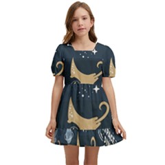 Space Theme Art Pattern Design Wallpaper Kids  Short Sleeve Dolly Dress by Vaneshop