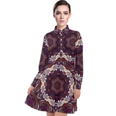 Rosette Kaleidoscope Mosaic Abstract Background Long Sleeve Chiffon Shirt Dress by Vaneshop