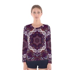 Rosette Kaleidoscope Mosaic Abstract Background Women s Long Sleeve T-shirt