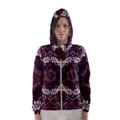 Rosette Kaleidoscope Mosaic Abstract Background Women s Hooded Windbreaker