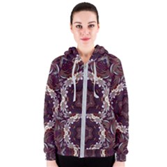 Rosette Kaleidoscope Mosaic Abstract Background Women s Zipper Hoodie