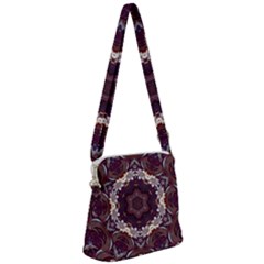 Rosette Kaleidoscope Mosaic Abstract Background Zipper Messenger Bag by Vaneshop