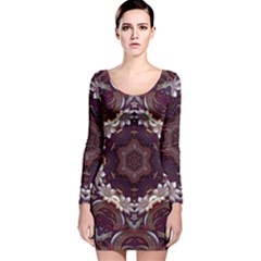 Rosette Kaleidoscope Mosaic Abstract Background Long Sleeve Velvet Bodycon Dress