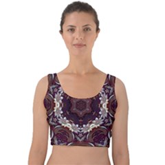 Rosette Kaleidoscope Mosaic Abstract Background Velvet Crop Top by Vaneshop