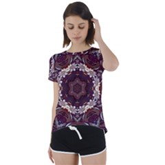 Rosette Kaleidoscope Mosaic Abstract Background Short Sleeve Open Back T-shirt by Vaneshop