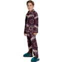 Rosette Kaleidoscope Mosaic Abstract Background Kids  Long Sleeve Velvet Pajamas Set View2