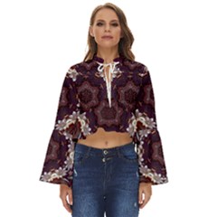 Rosette Kaleidoscope Mosaic Abstract Background Boho Long Bell Sleeve Top