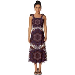 Rosette Kaleidoscope Mosaic Abstract Background Tie-strap Tiered Midi Chiffon Dress by Vaneshop