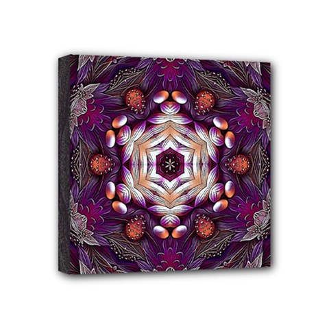 Rosette Kaleidoscope Mosaic Abstract Background Art Mini Canvas 4  X 4  (stretched) by Vaneshop