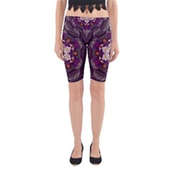 Rosette Kaleidoscope Mosaic Abstract Background Art Yoga Cropped Leggings by Vaneshop