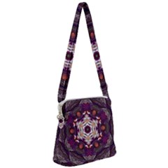 Rosette Kaleidoscope Mosaic Abstract Background Art Zipper Messenger Bag by Vaneshop