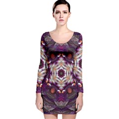 Rosette Kaleidoscope Mosaic Abstract Background Art Long Sleeve Velvet Bodycon Dress