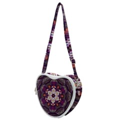 Rosette Kaleidoscope Mosaic Abstract Background Art Heart Shoulder Bag by Vaneshop