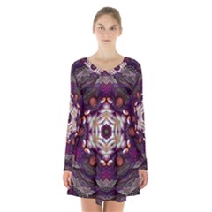 Rosette Kaleidoscope Mosaic Abstract Background Art Long Sleeve Velvet V-neck Dress