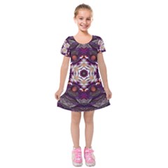 Rosette Kaleidoscope Mosaic Abstract Background Art Kids  Short Sleeve Velvet Dress