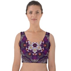 Rosette Kaleidoscope Mosaic Abstract Background Art Velvet Crop Top by Vaneshop